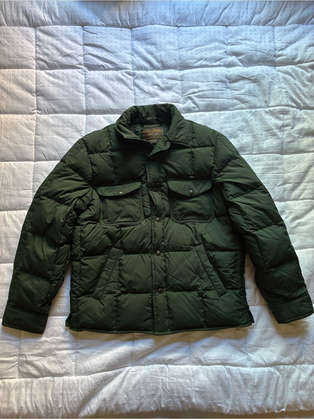 Filson Dark Olive Green Quilted Puffer Jacket
